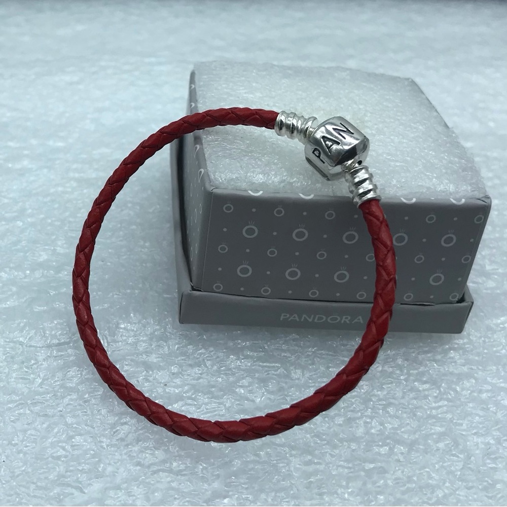 Pandora,” 16CM Single Red Braided Leather Clasp  “ 16CM/6.29 Inches Bracelet,